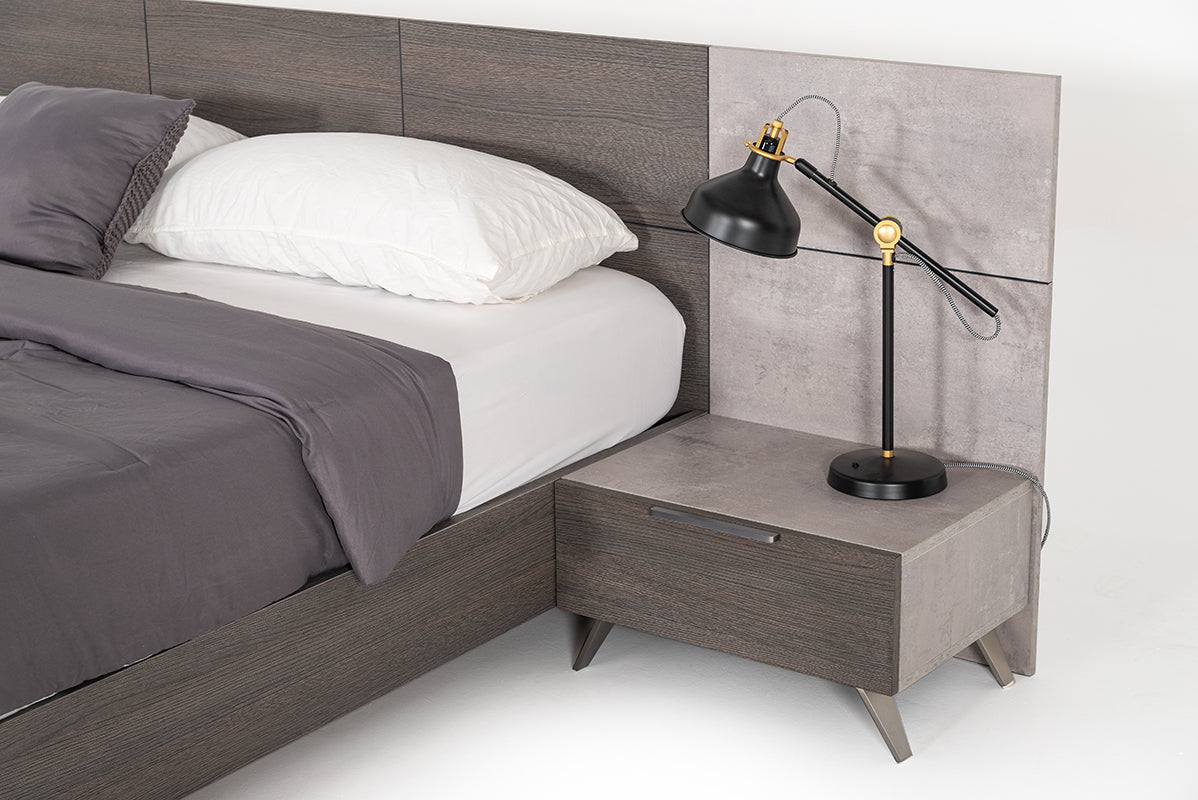Nova Domus Bronx Italian Modern Faux Concrete & Grey 4-Piece Bedroom Set