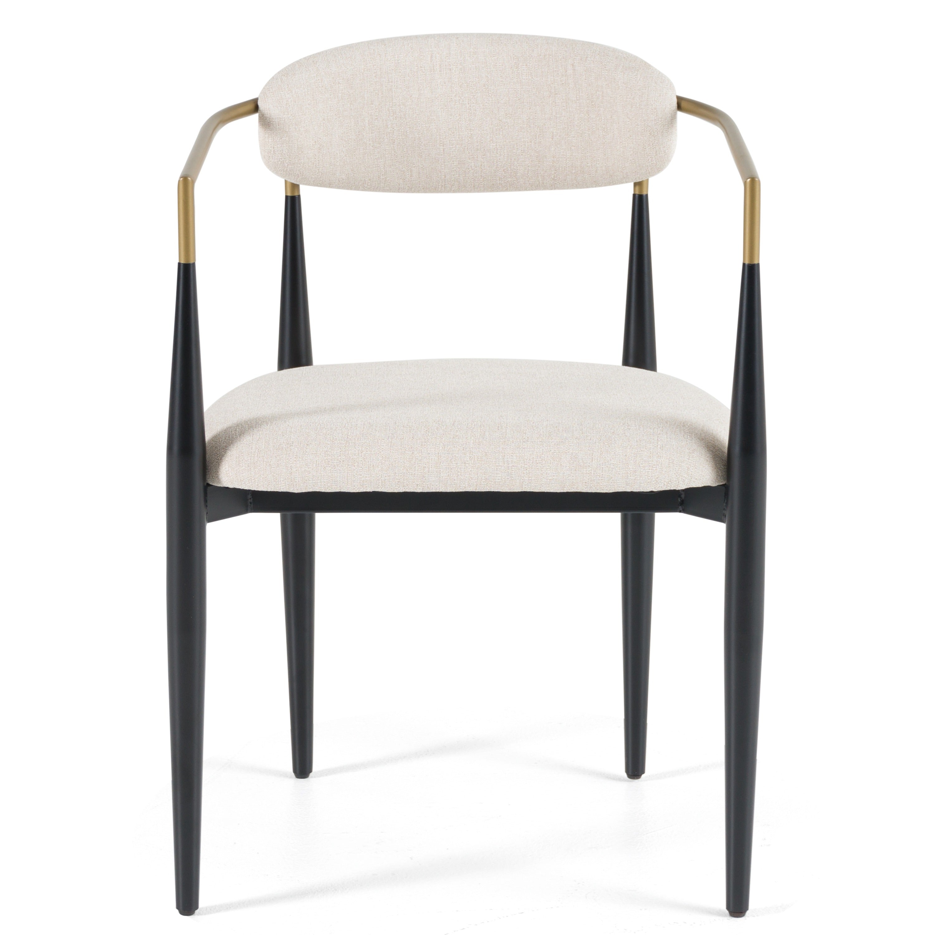 Modrest Buchtel - Mid-Century Modern Light Grey + Gold Arm + Black Dining Chair