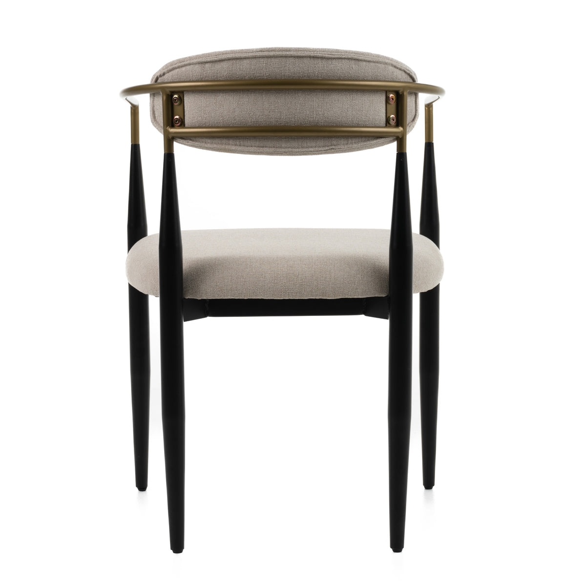 Buchtel - Mid-Century Modern Beige + Gold Arm + Black Dining Chair