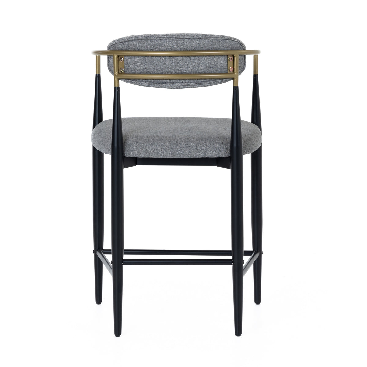 Buchtel - Mid-Century Modern Medium Grey + Gold Arm + Black Counter Chair