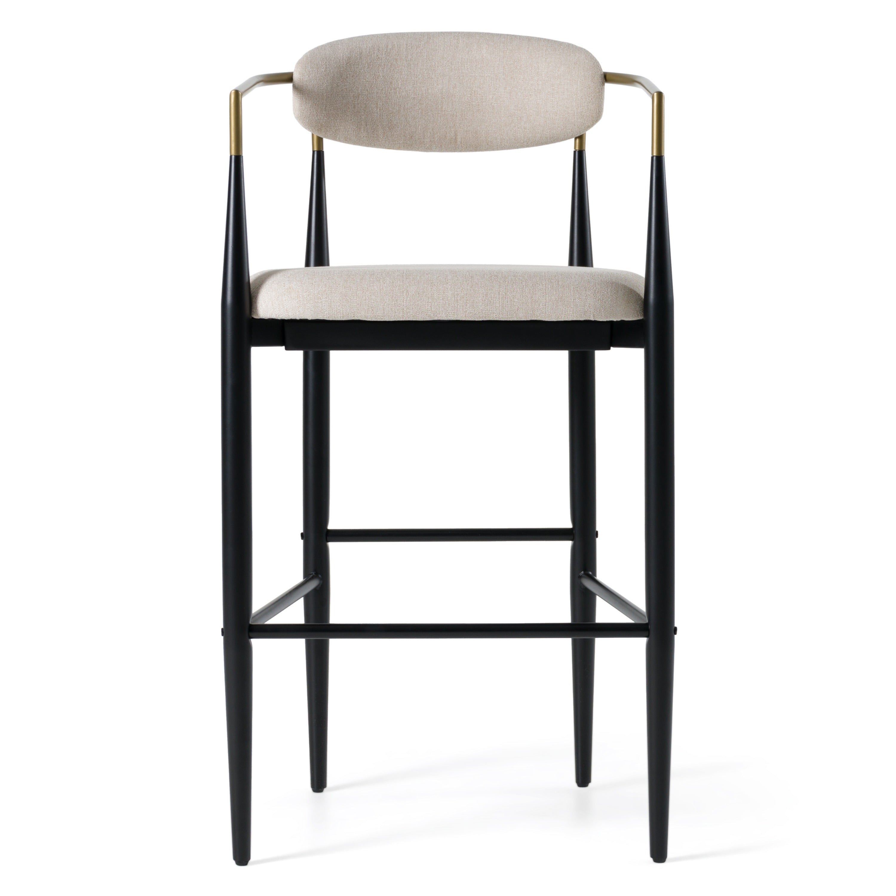 Modrest Buchtel - Mid-Century Modern Beige + Gold Arm + Black Bar Chair