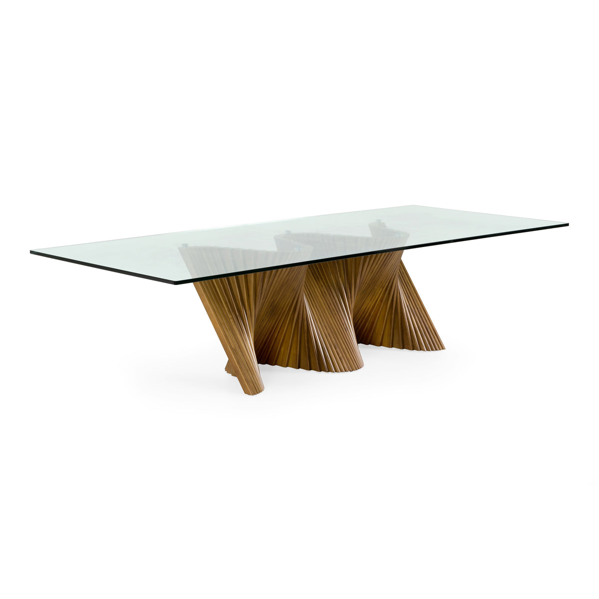 Byer - Modern Glass + Walnut Dining Table - original 1