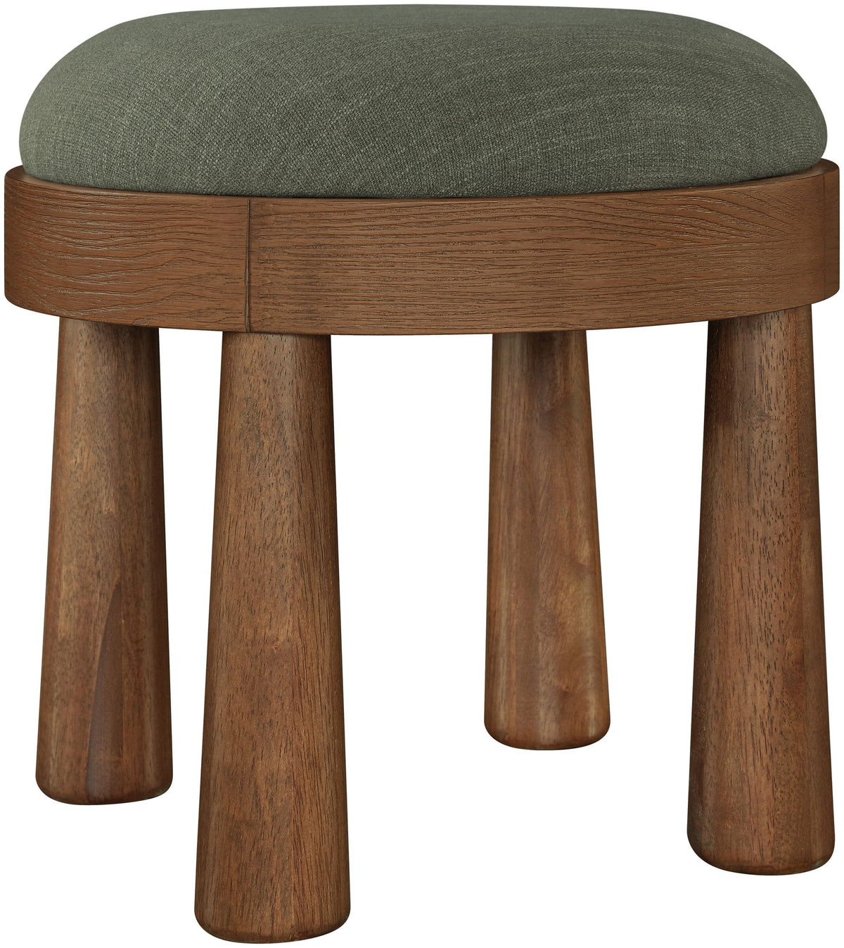 Larea - Linen Textured Fabric Upholstered Ottoman - Walnut Base