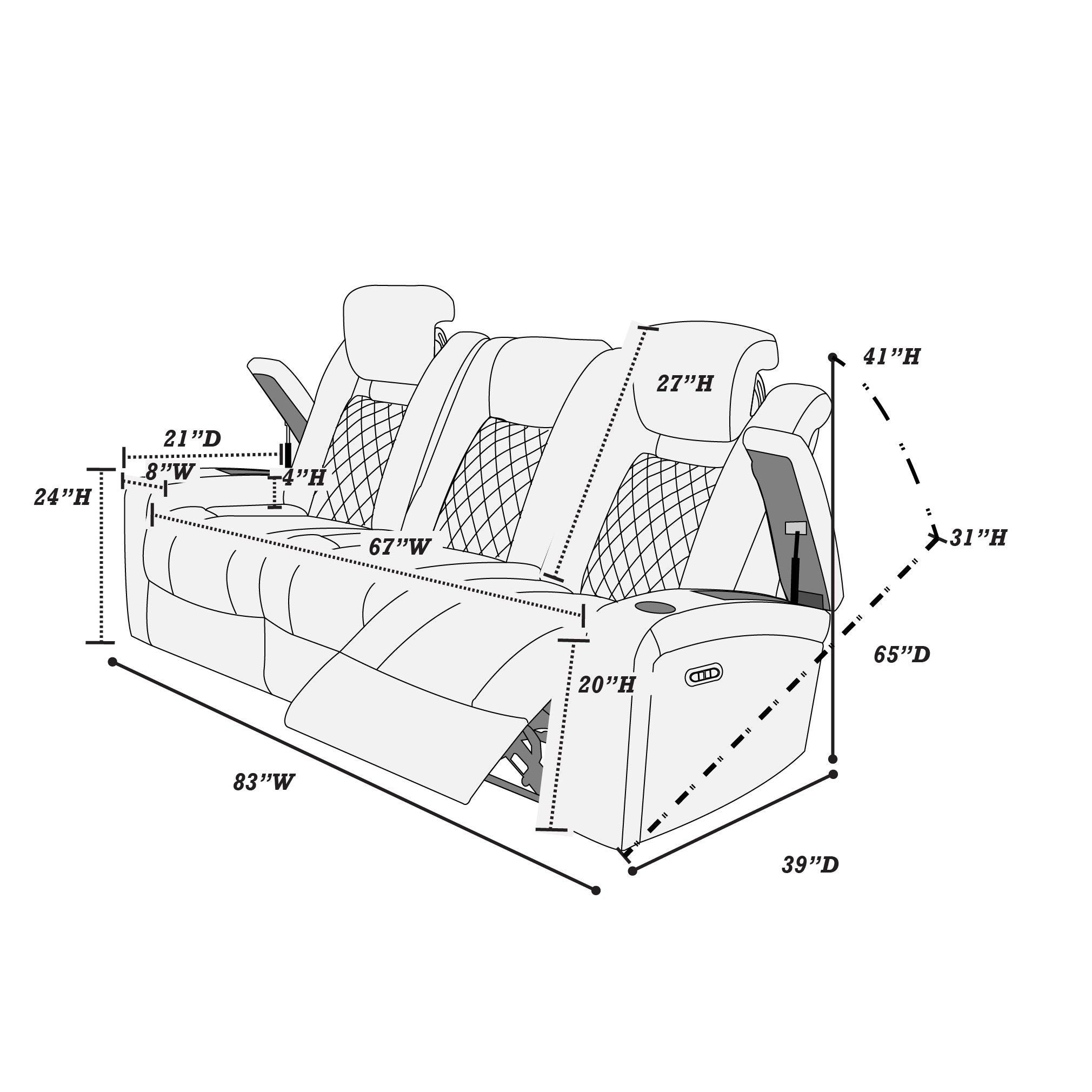 Power Reclining Sofa With Adjustable Headrest - Inky Blue