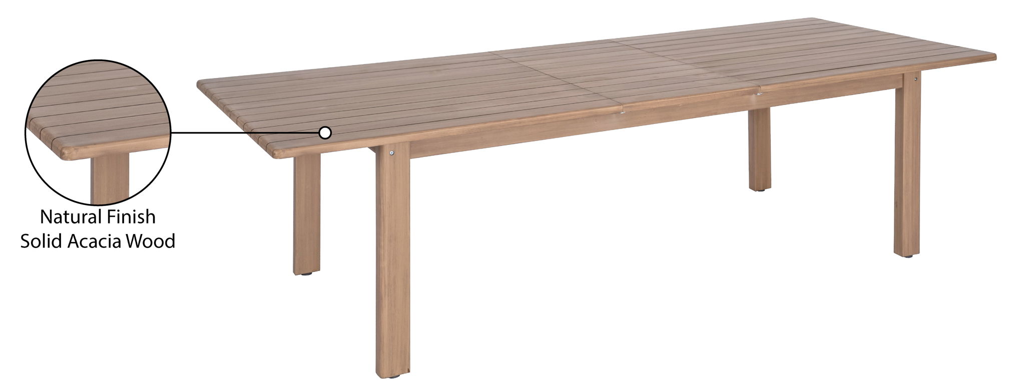 Newport - Acacia Wood 86.75" / 108" Outdoor Patio Dining Table - Natural