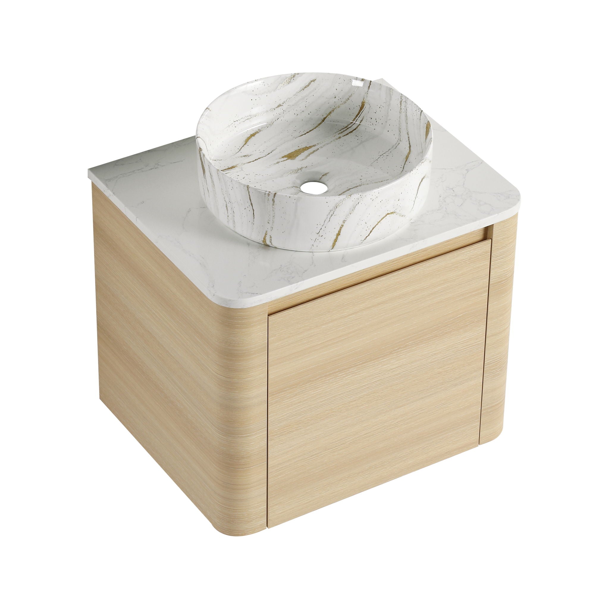 Mounted Bathroom Vanity & Art Sink, Soft Close Door
