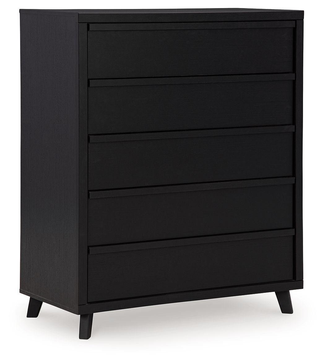 Danziar - Five Drawer Wide Chest - Black