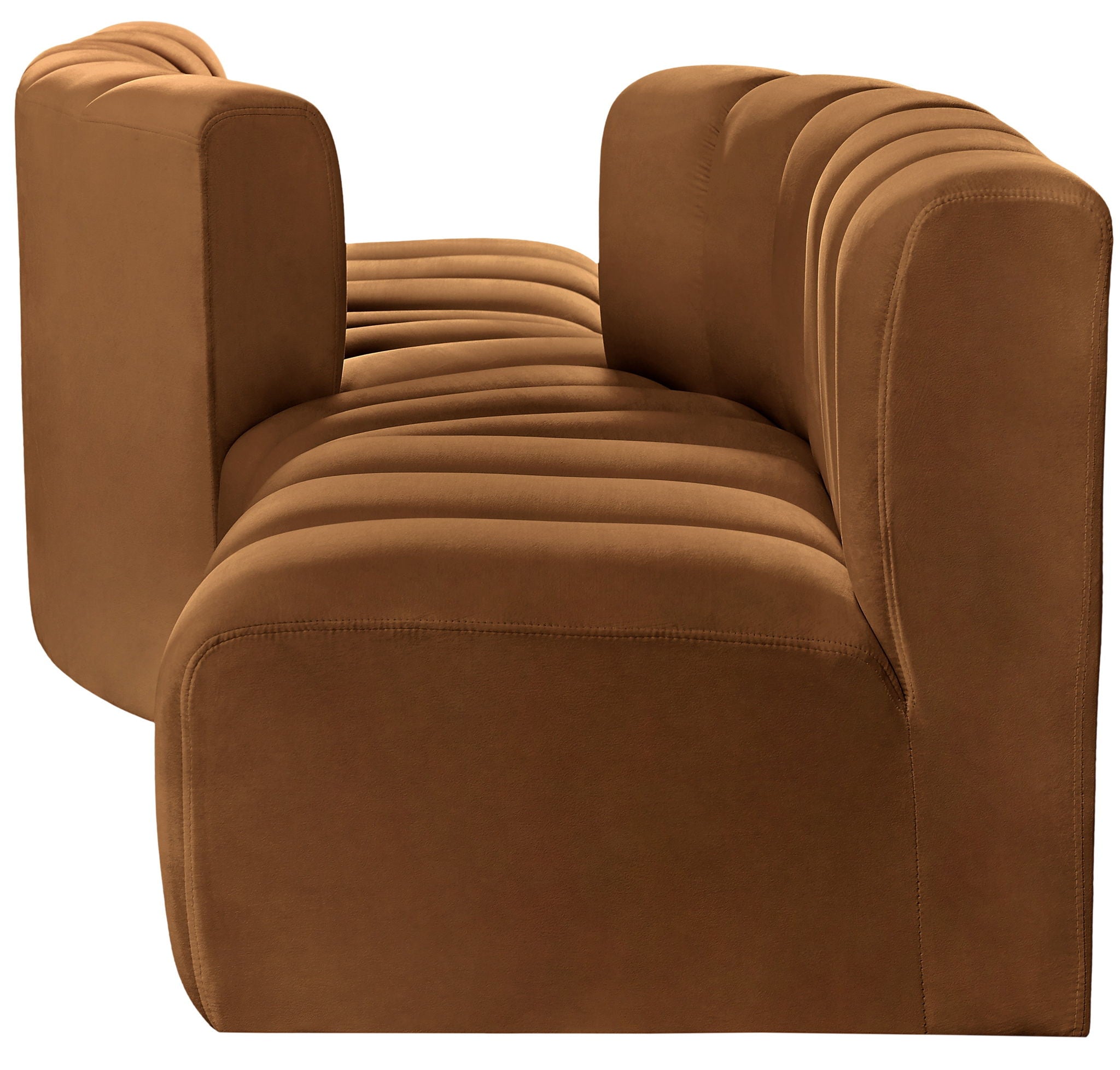 Arc - Velvet 4 Piece Sofa - Saddle