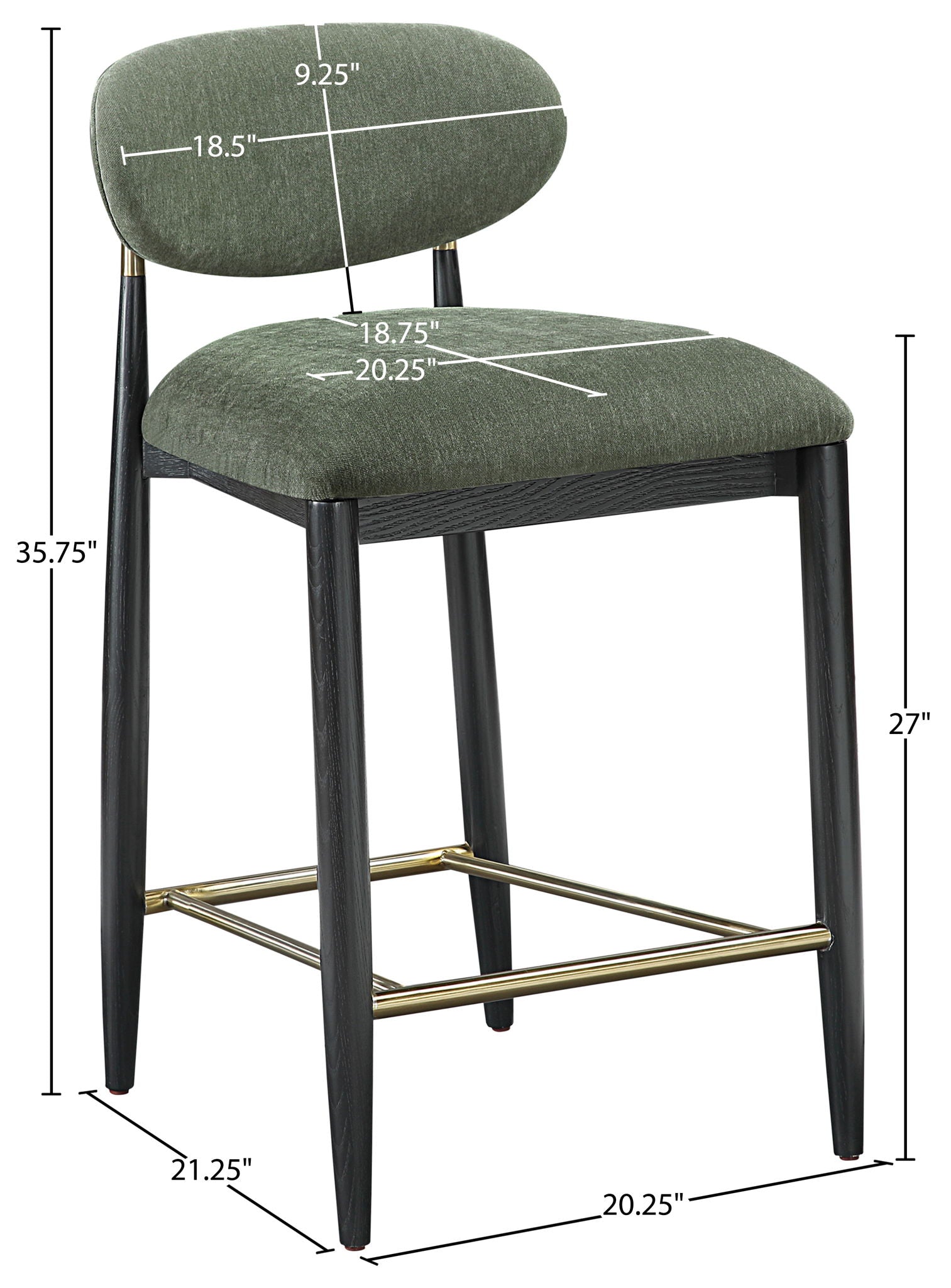 Riccio - Fabric Stool - Black Frame