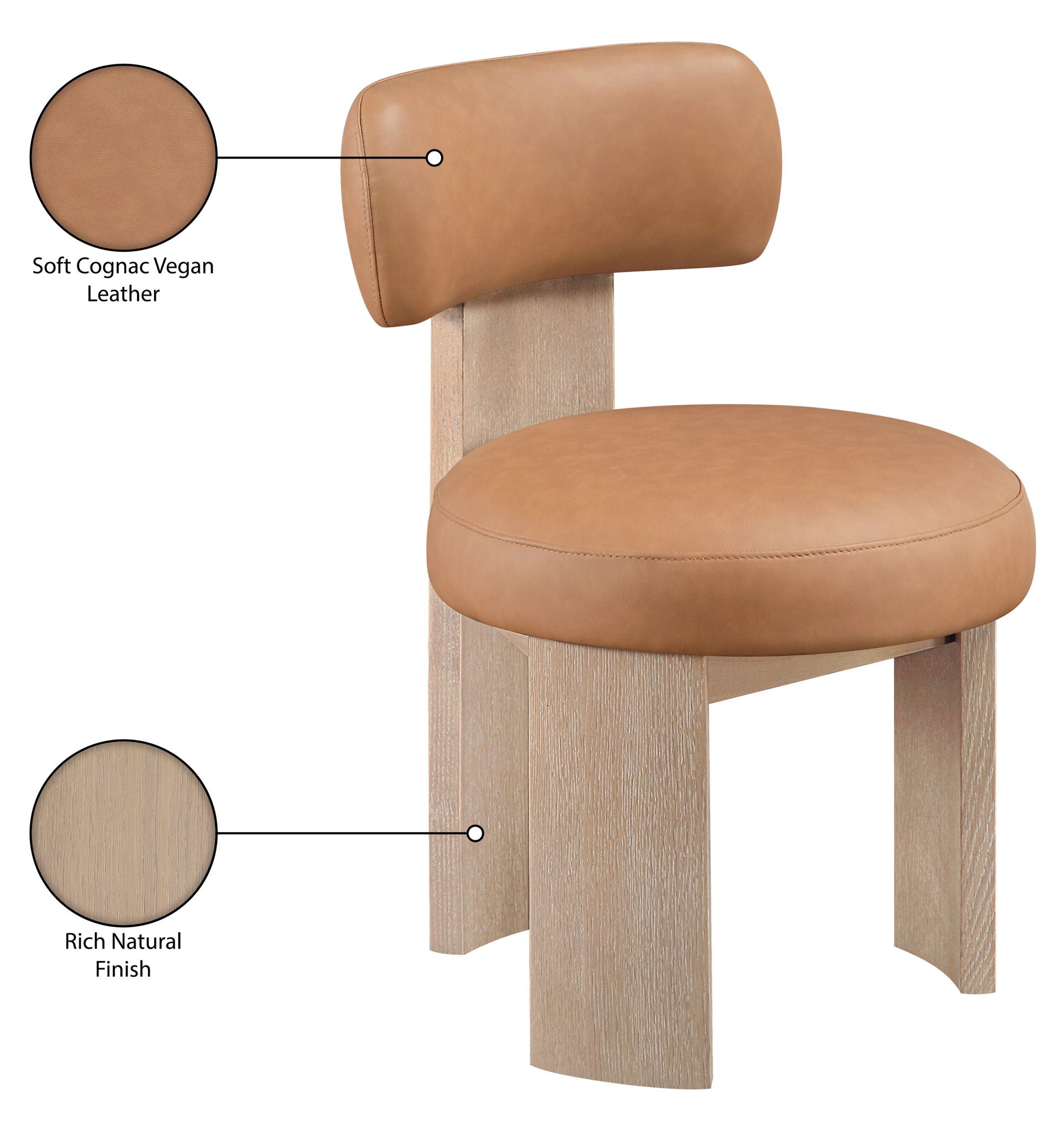 Atelier - Vegan Leather Upholstered Dining Chair (Set of 2) - Painted Natural Frame