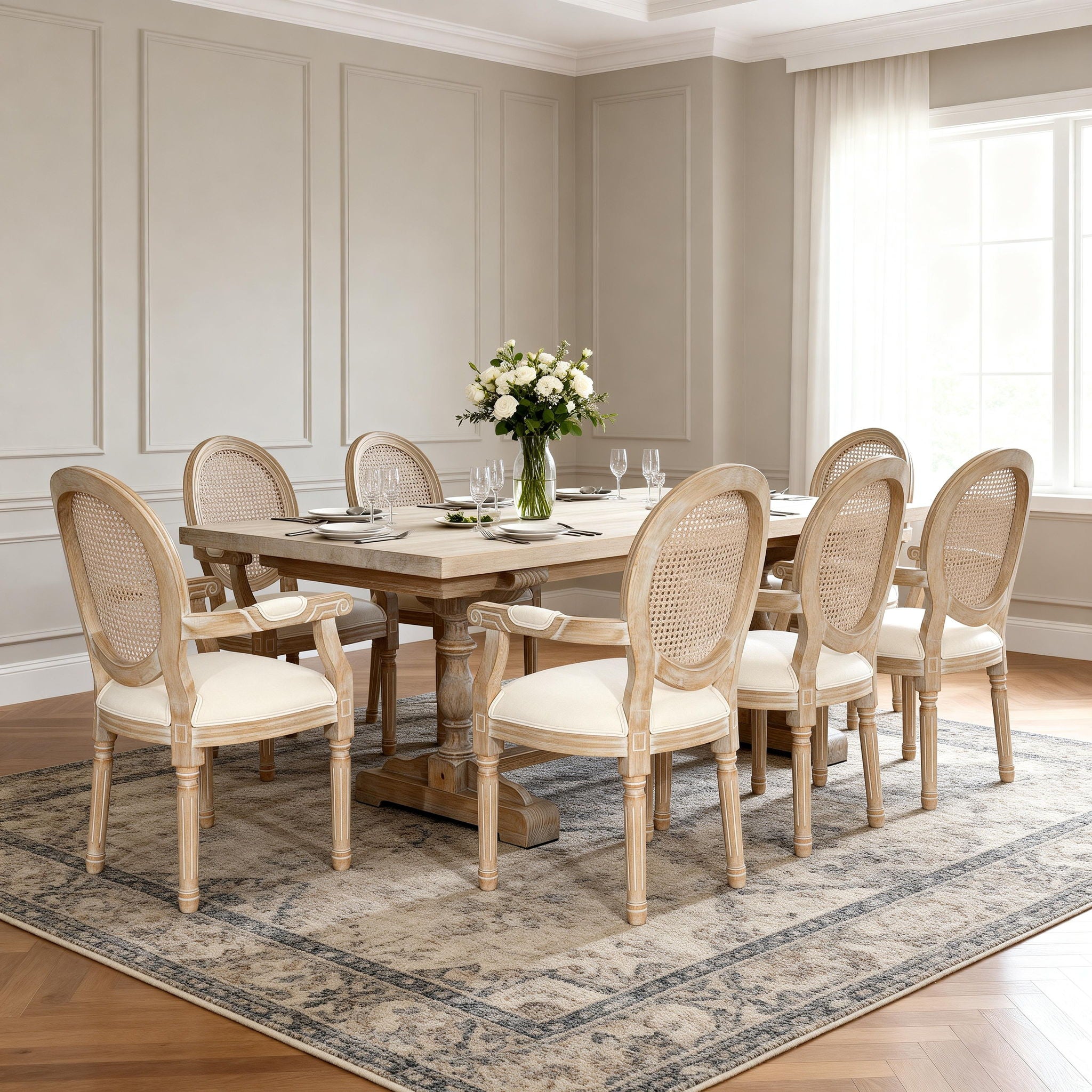 Upholstered Dining Armchair (Set of 2) - Beige