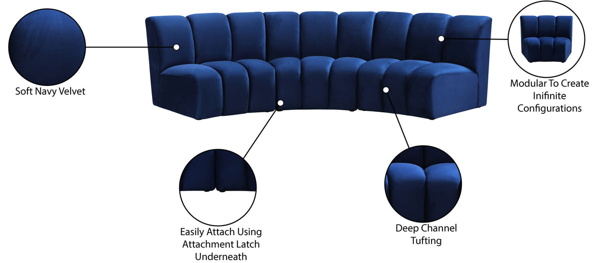 Infinity - 3 Piece Velvet Modular Sectional