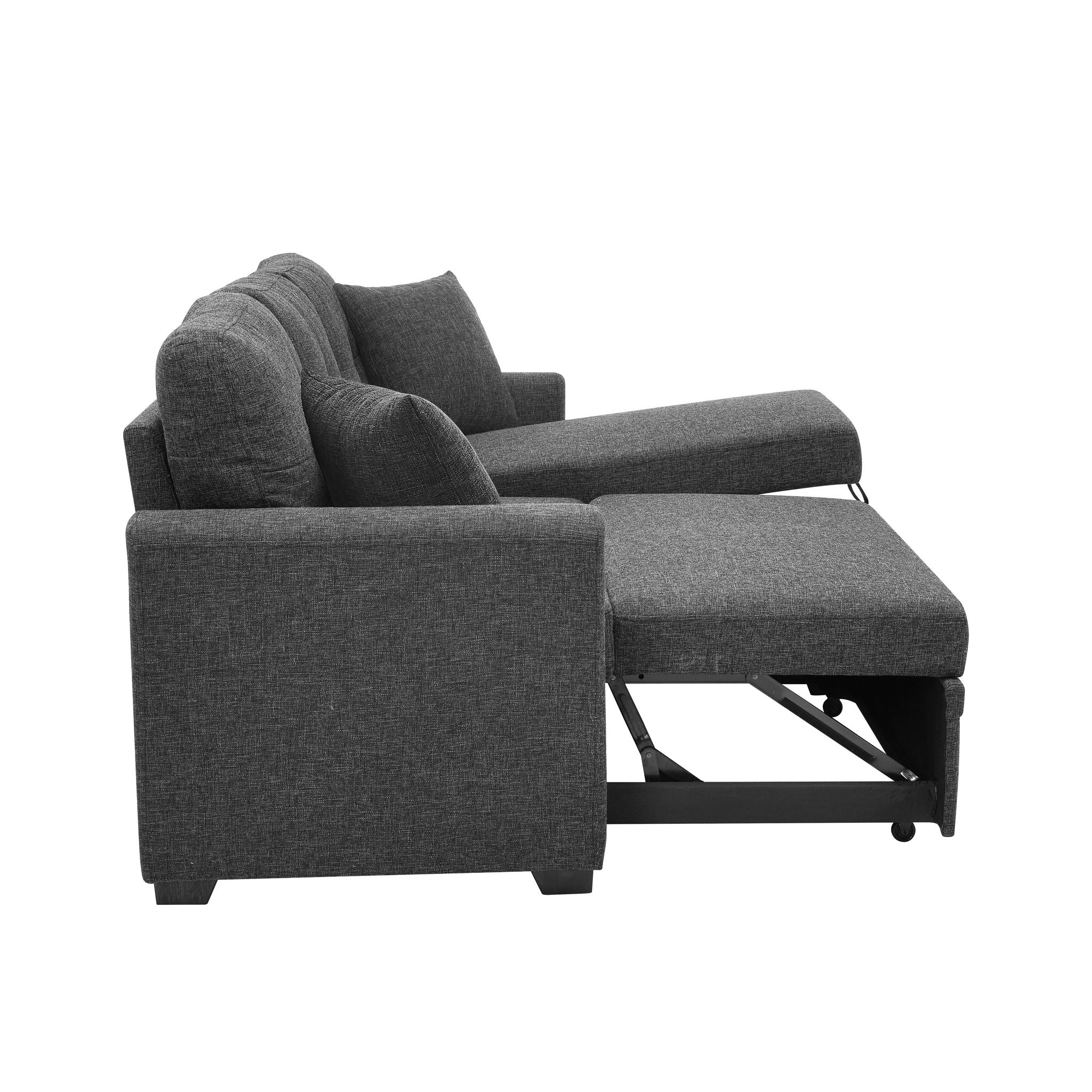 Upholstered Sectional With Pull Out Bed And Chaise Storage