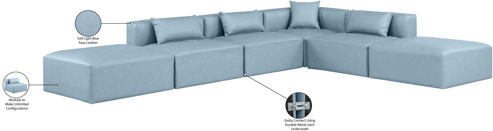 Cube - 6 Piece Modular Corner Armless Sectional