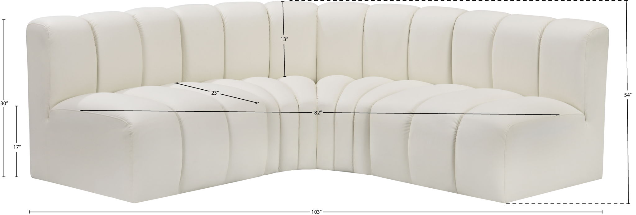 Arc - Faux Leather 4 Piece Corner Modular Sofa