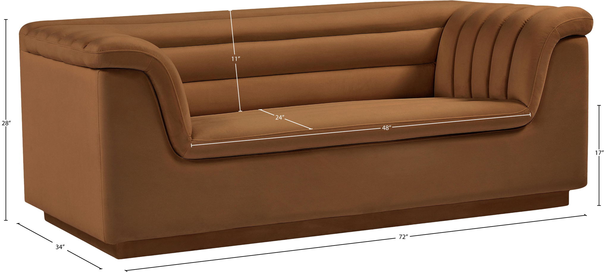 Cascade - Velvet Loveseat - Saddle
