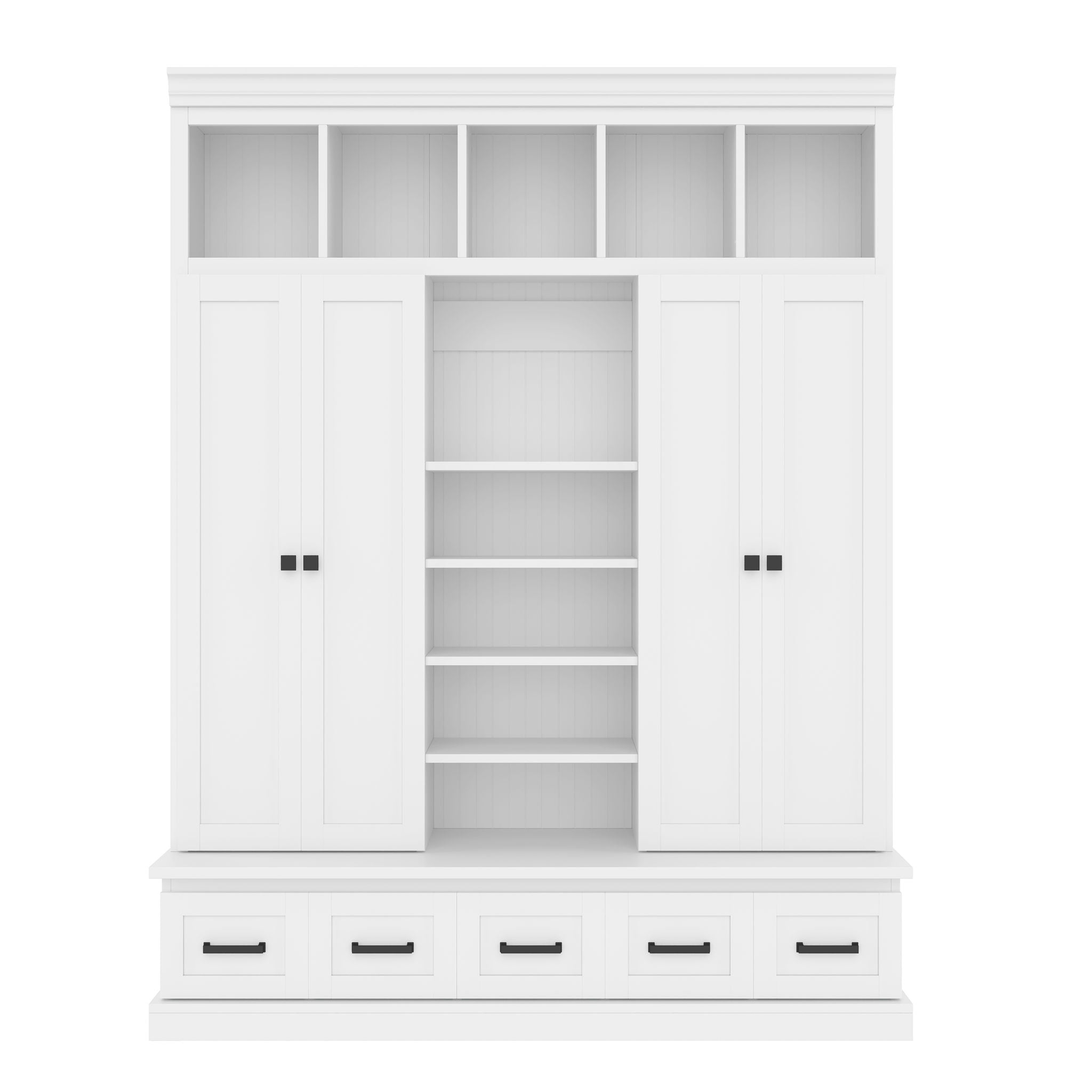 Hall Tree & Bench And 5 Storage Cubbies