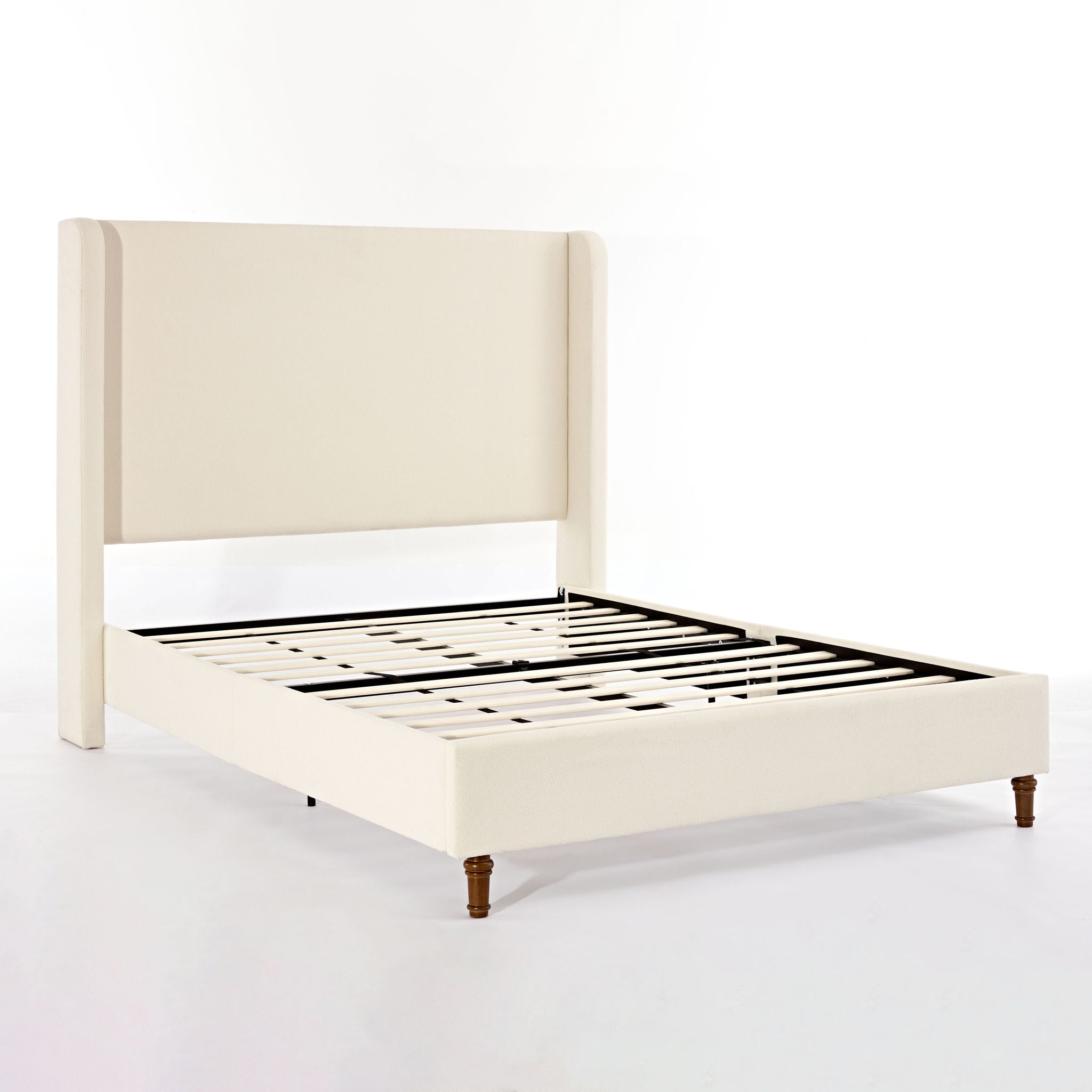 Harper - California King Size Tall Headboard Upholstered Bed - Ivory