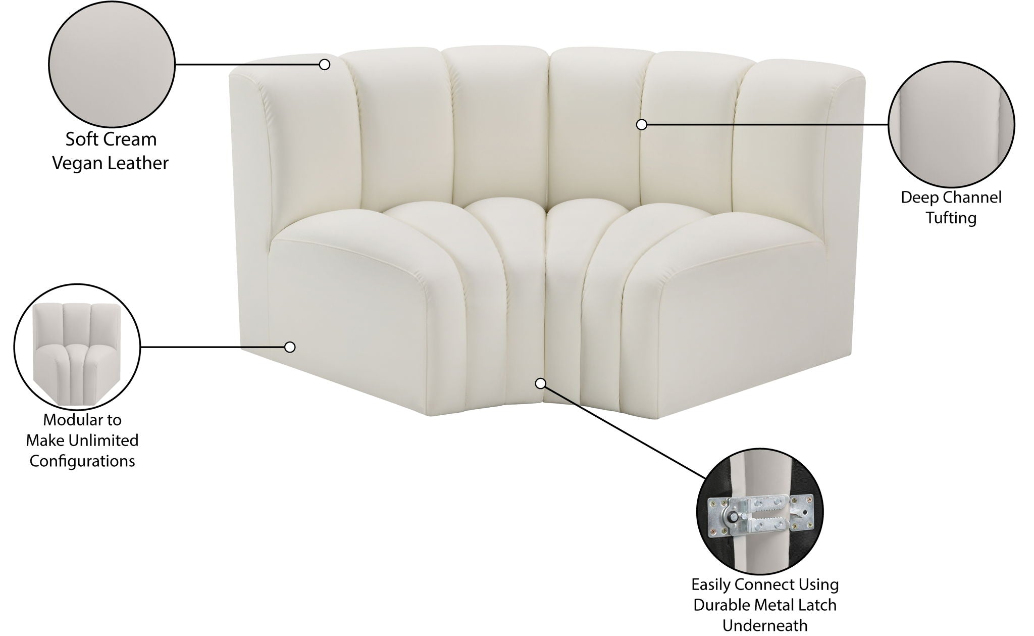 Arc - Faux Leather 2 Piece Modular Sofa