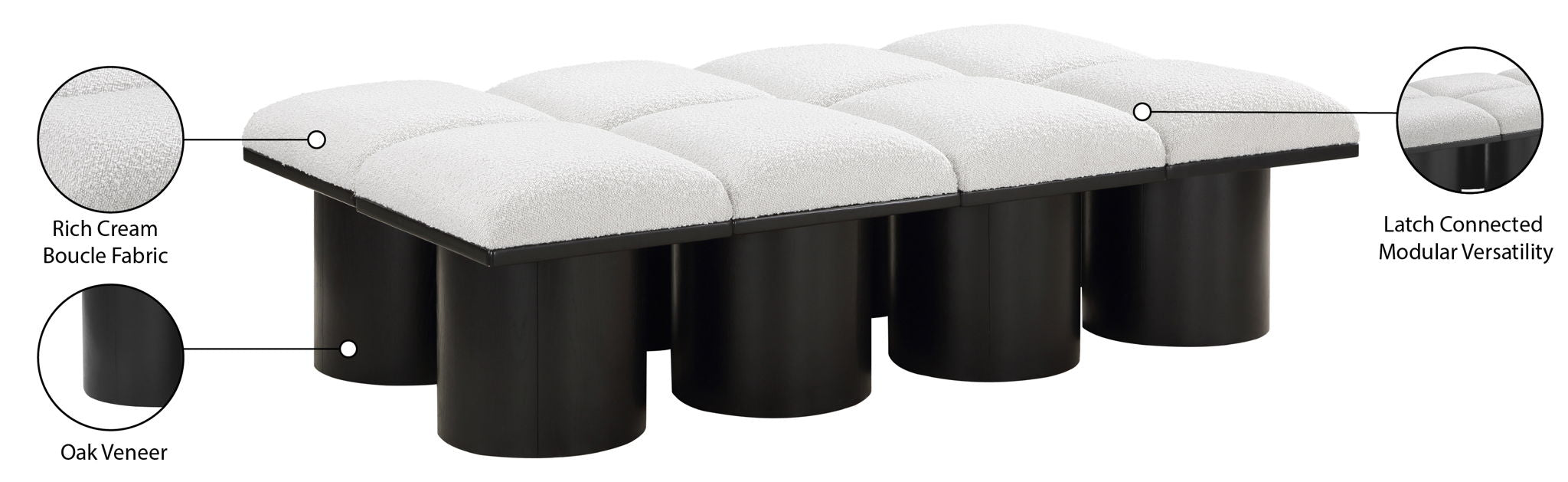Pavilion - 8 Piece Modular Bench With Black Base