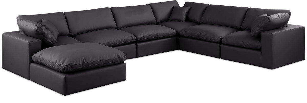 Comfy - 7 Piece Faux Leather Modular Sectional With Chaise