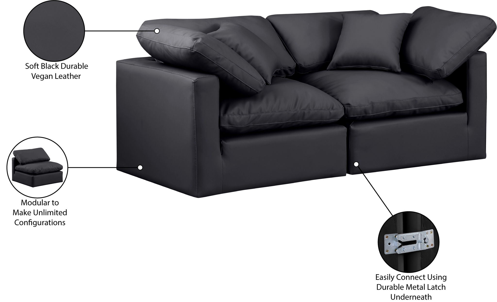Indulge - Faux Leather 2 Seat Modular Sofa