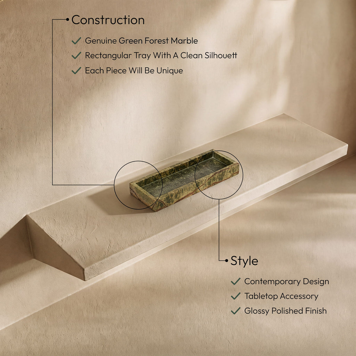 Michael - Genuine Marble Tray