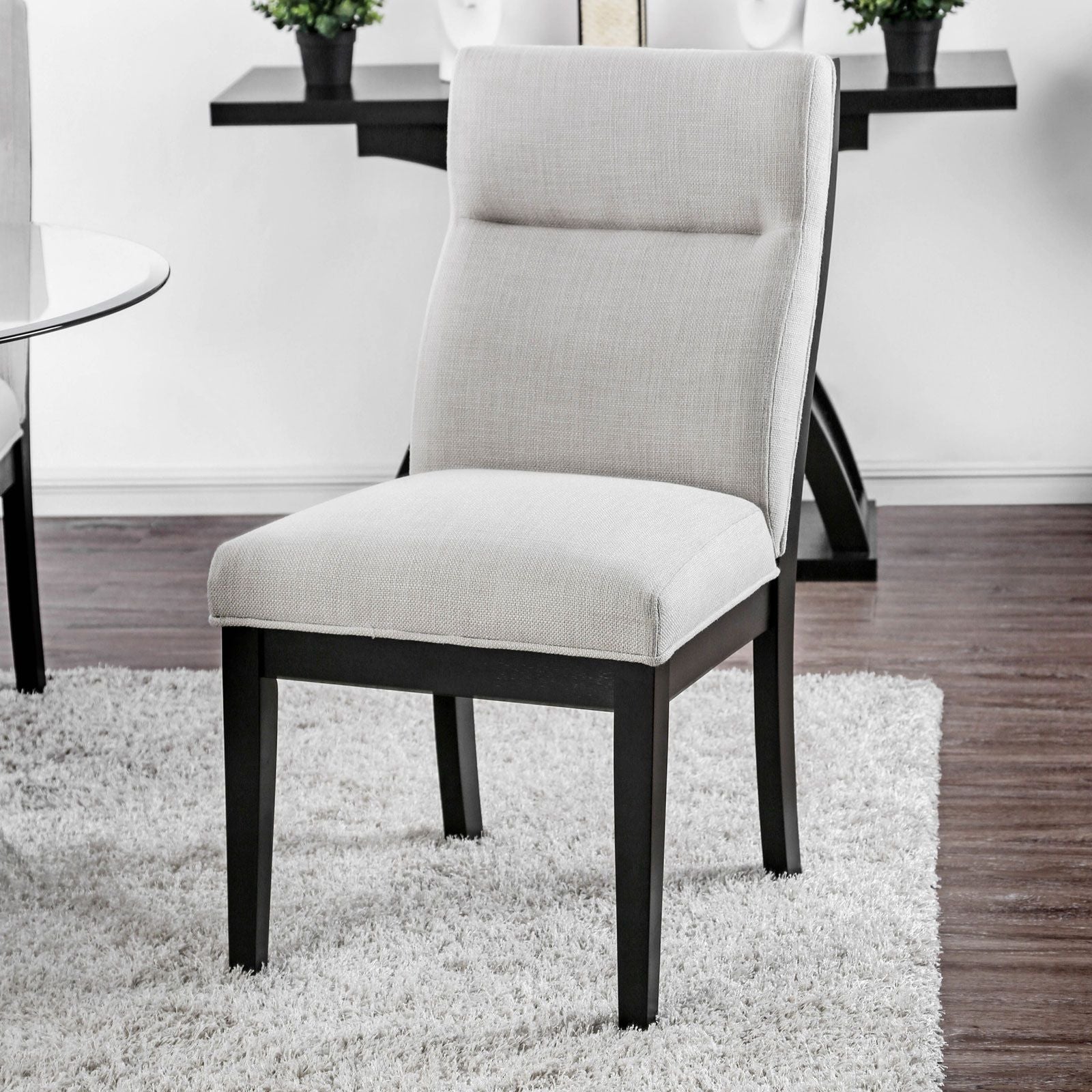 2 Tone Chairs With Tapered Legs (Set of 2) - Beige / Black / Black