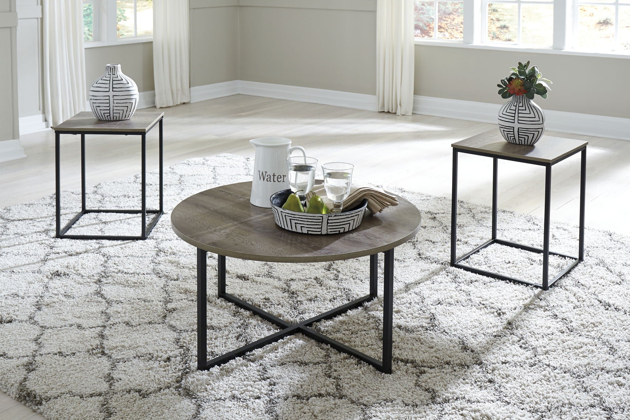 Wadeworth - Occasional Table Set (Set of 3) - Brown / Beige