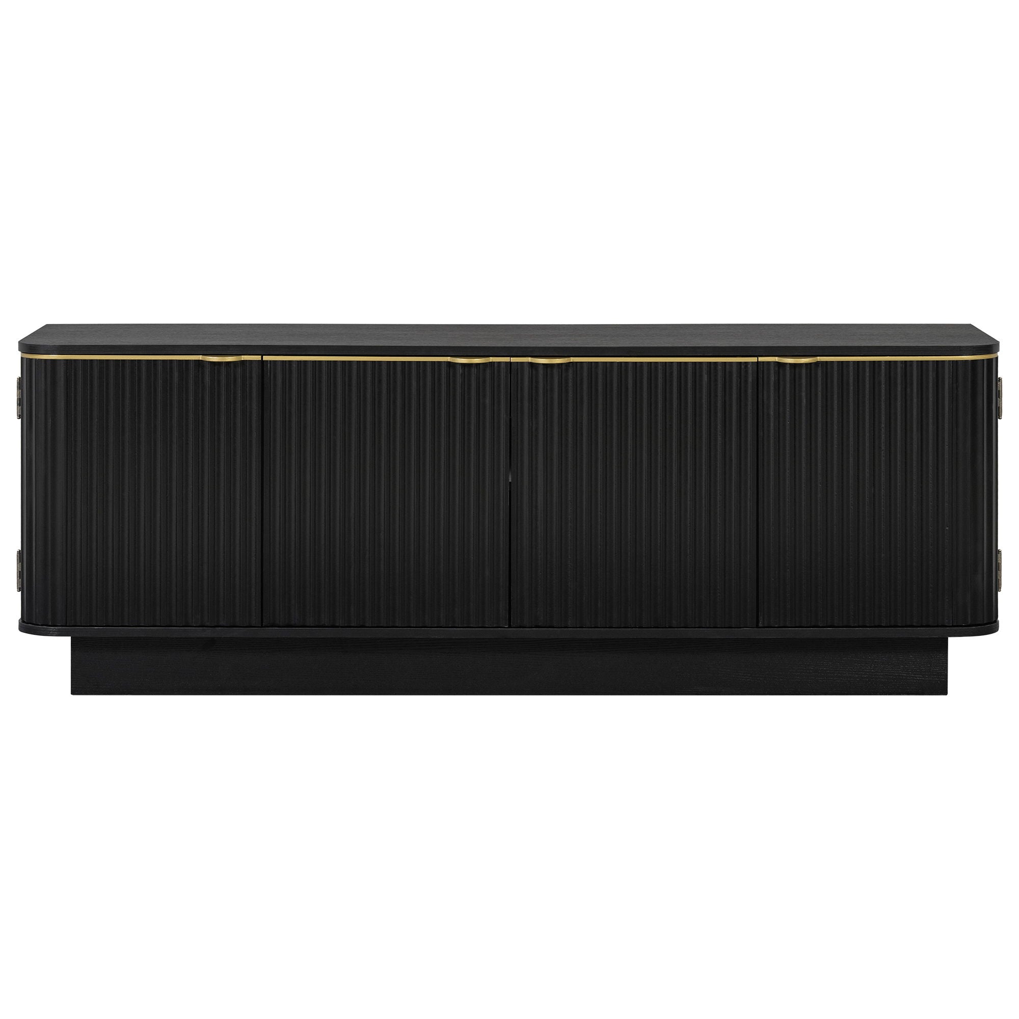 TV Stand, Fluted Media Console With Adjustable Shelves And Cable Holes