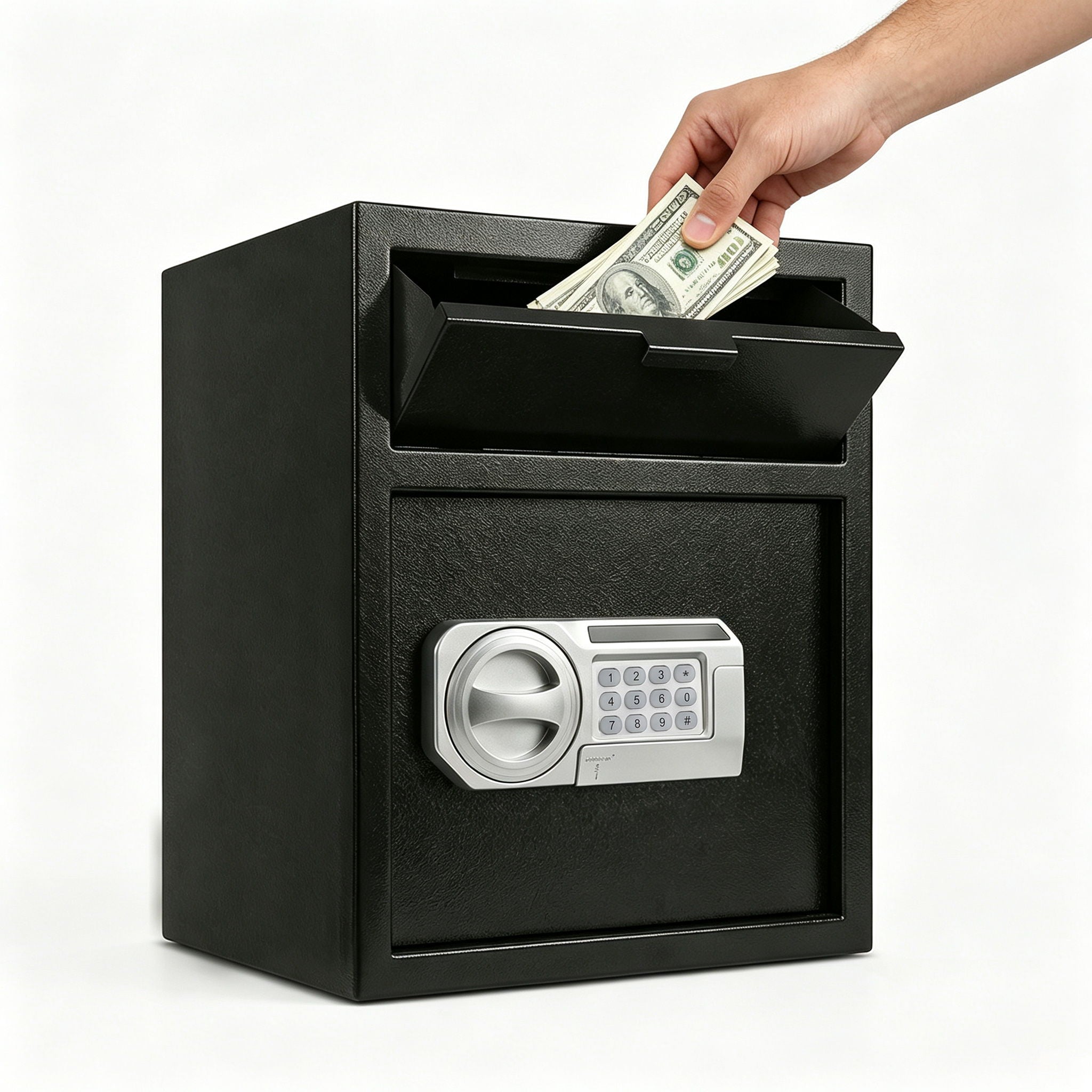 Safe With Drop Slot For Cash Deposits, Multi Scene Safe For Office - Black