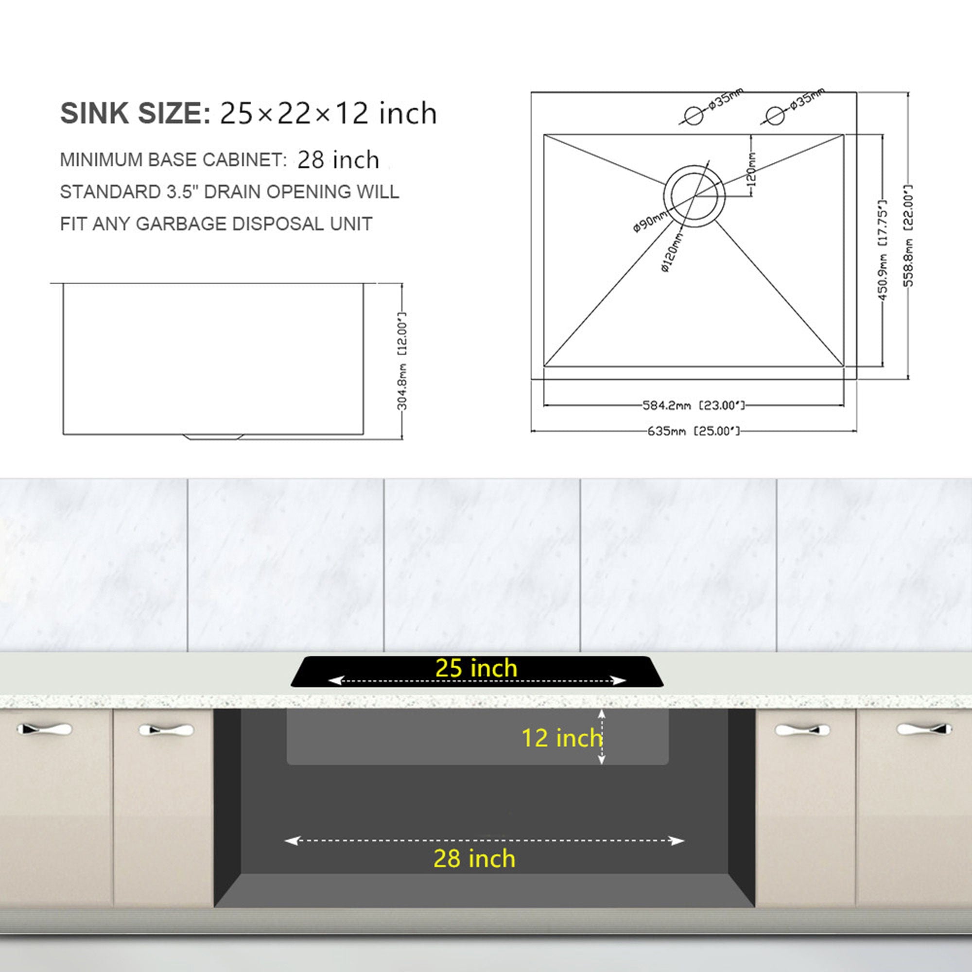 Stainless Steel Drop In Kitchen Sink, Topmount