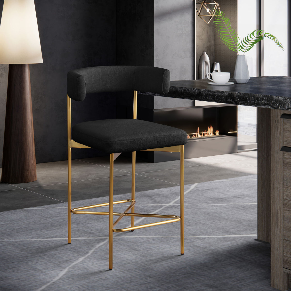 Rivage - Durable Stool With Gold Frame (Set of 2)