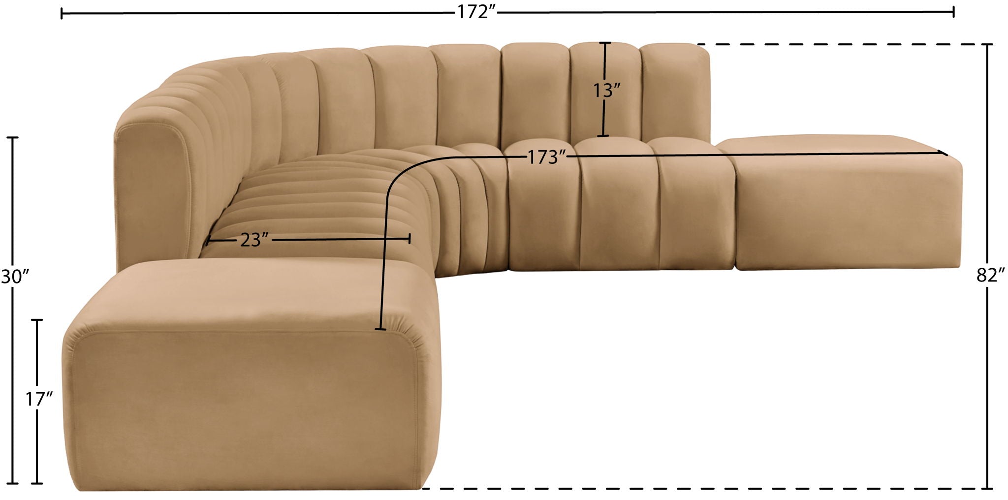Arc - Velvet 7 Piece Corner Modular Sofa