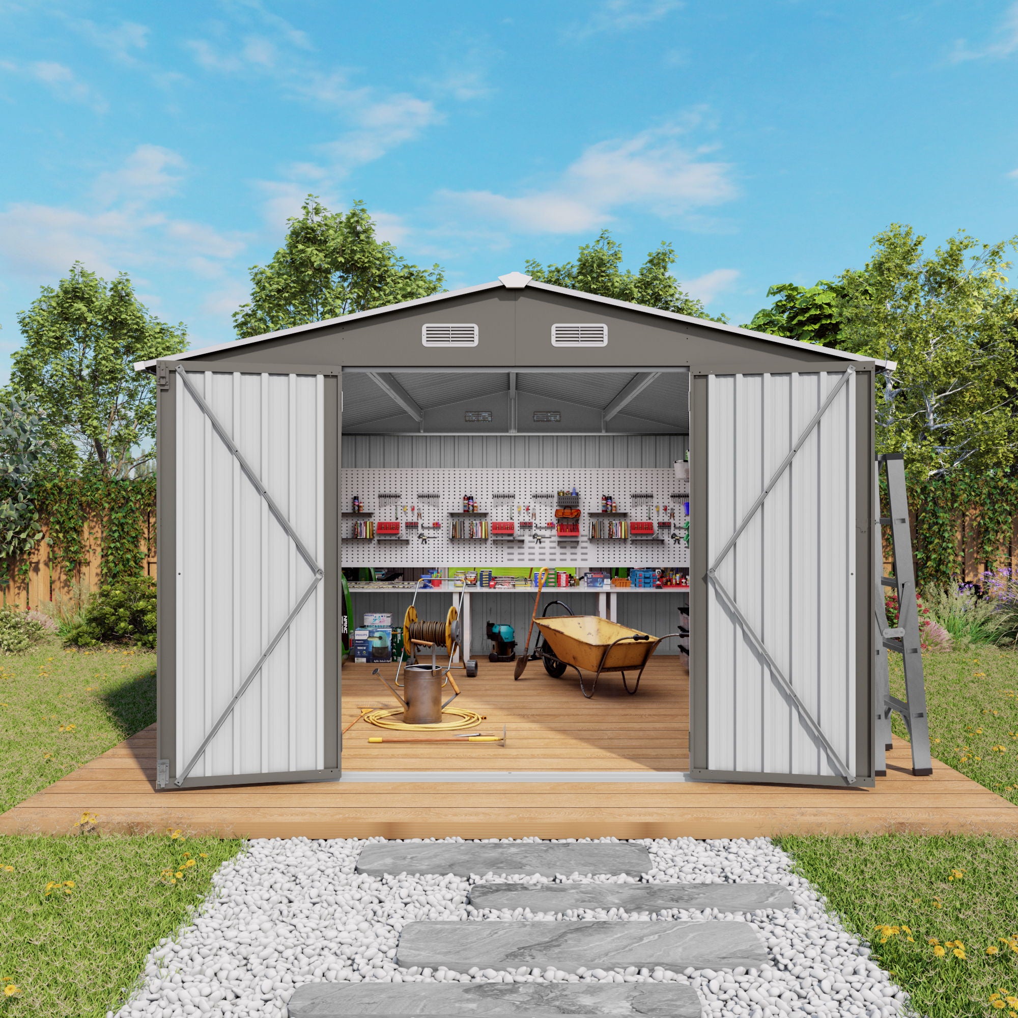 Outdoor Storage Shed With Lockable Doors