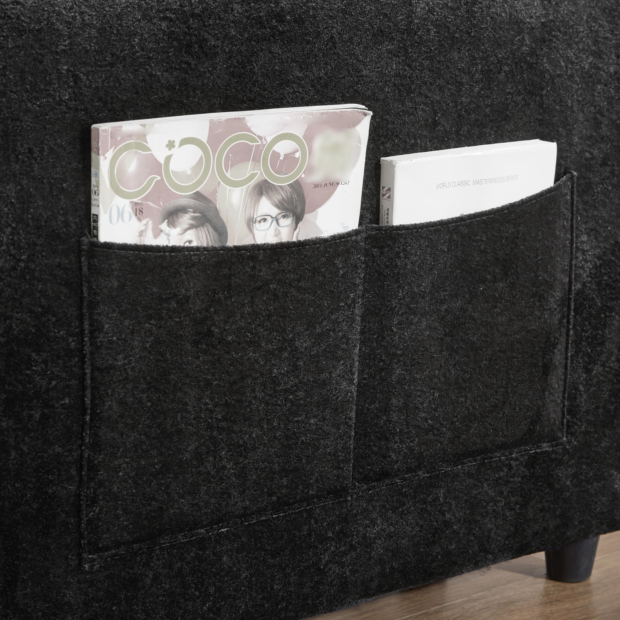 Pull Out Sofa Bed With Adjustable 3 Position Backrest, USB Charging Ports, Side Pockets