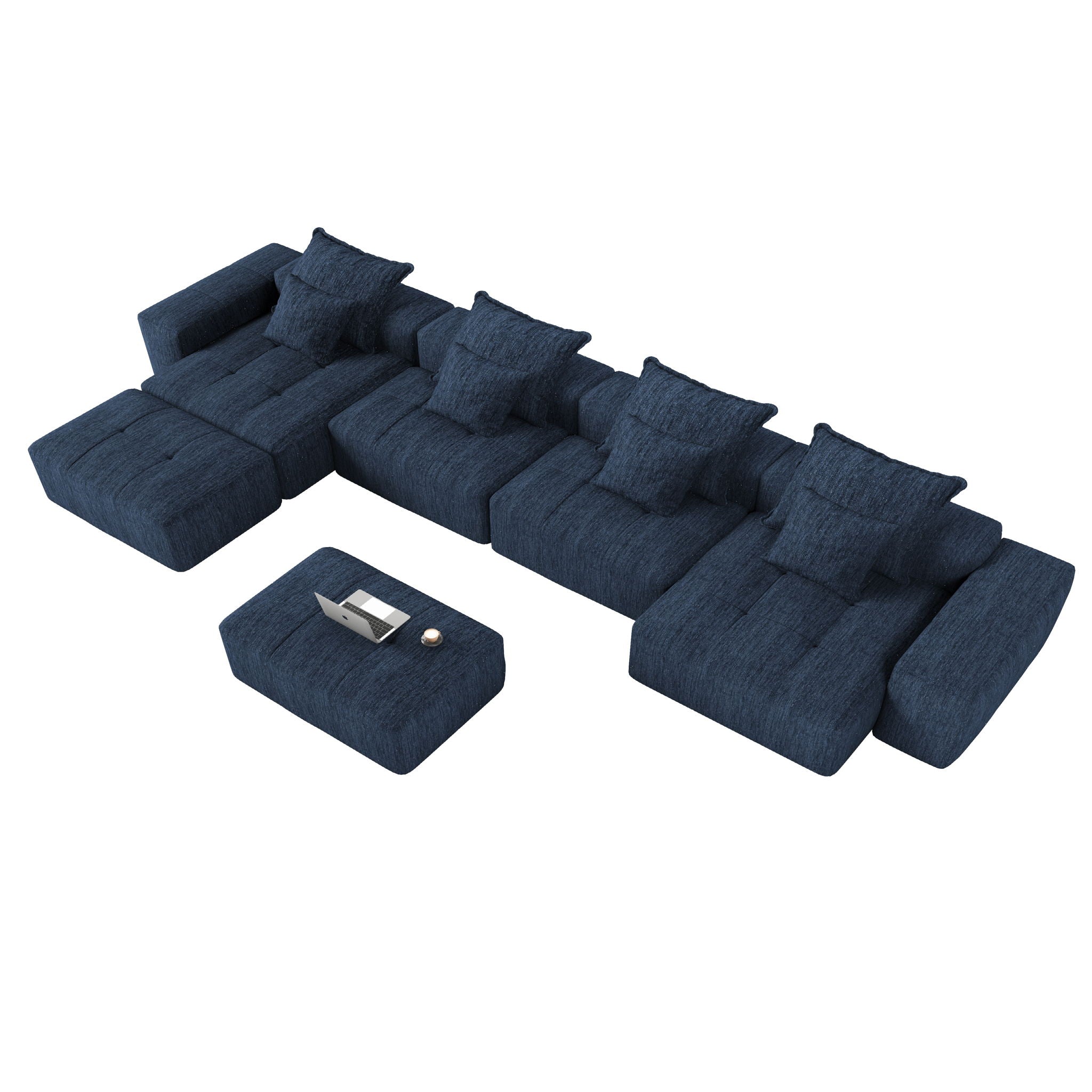 Modern Oversized Diy Combination Modular Sectional Sofa & Pillows