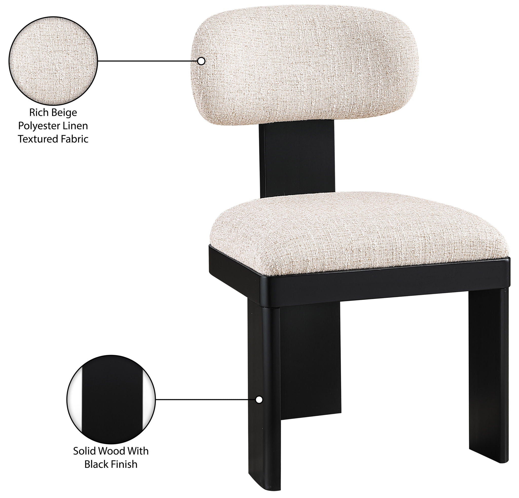 Timbra - Linen Textured Fabric Upholstered Dining Chair (Set of 2) - Black Base