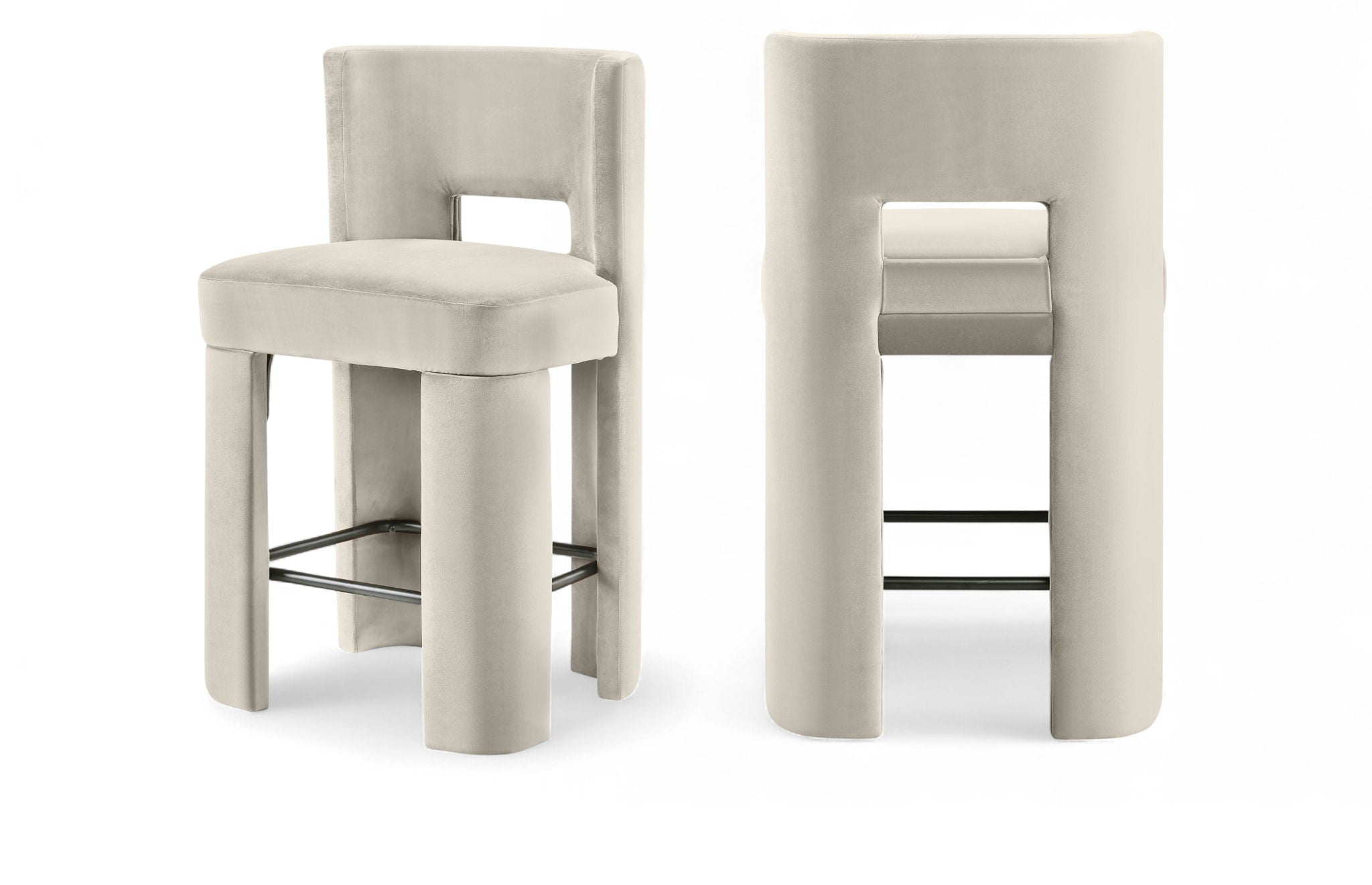 Zuno - Velvet Performance Fabric Upholstered Counter Stool (Set of 2)