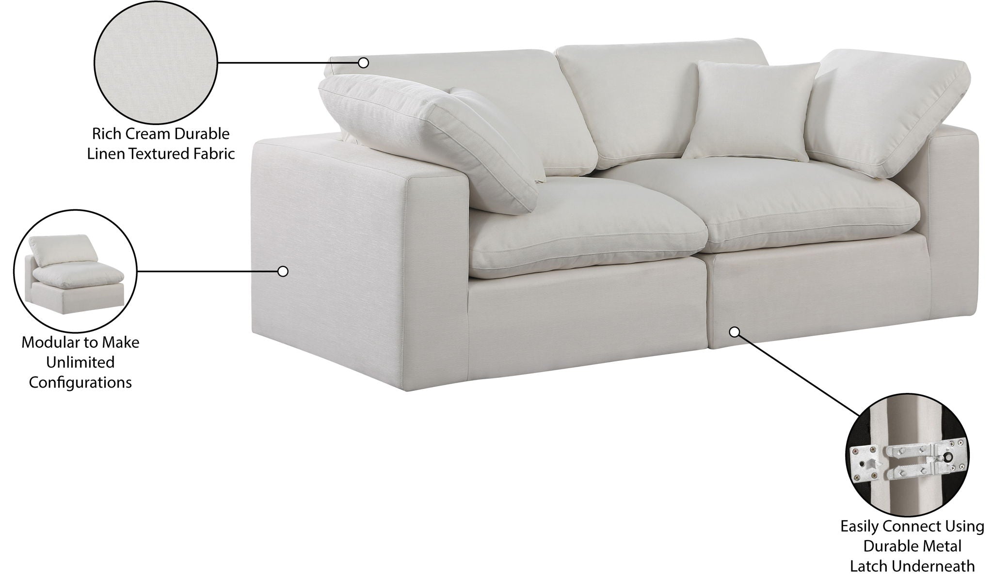 Comfy - Linen Modular Sofa 2 Seats