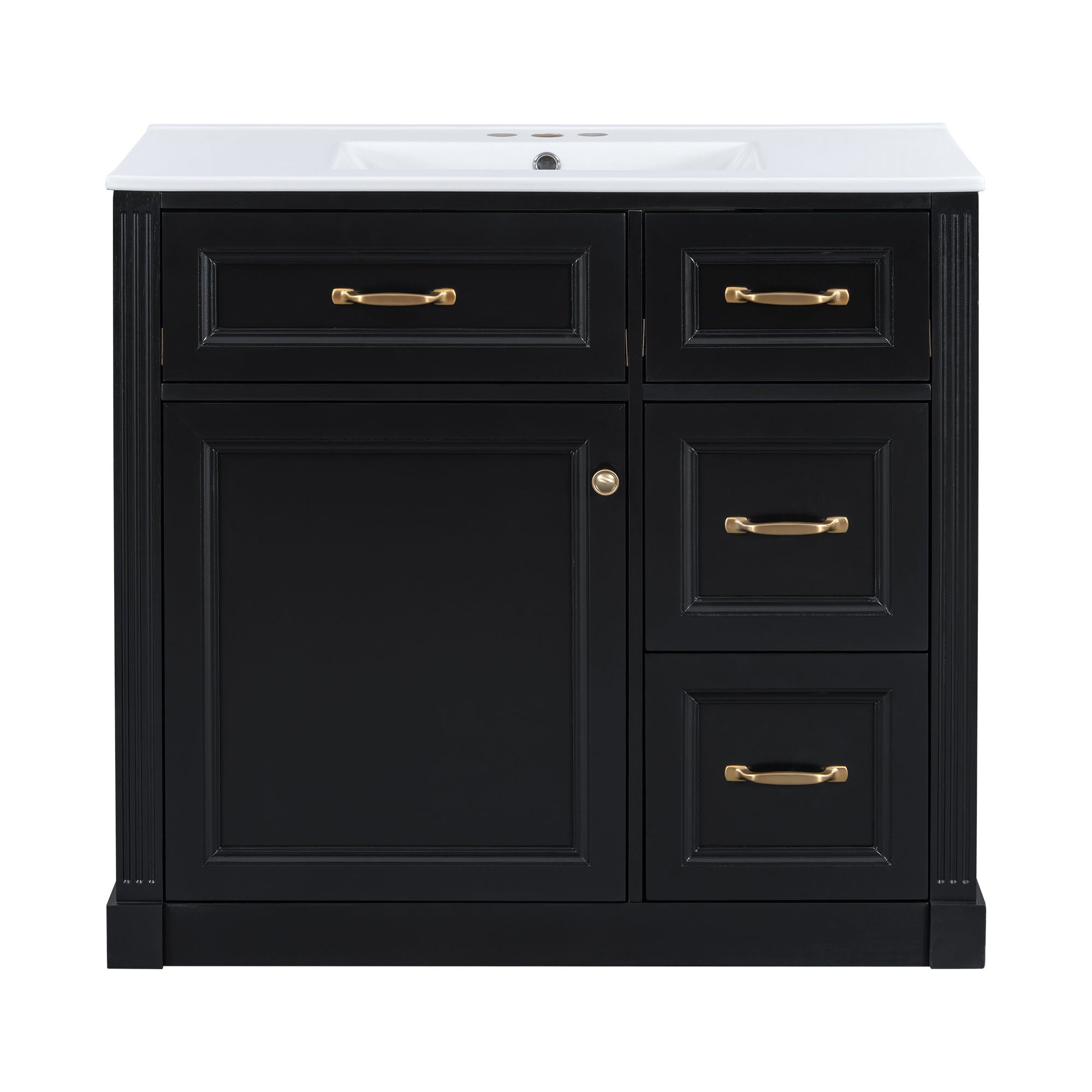 Modern Bathroom Vanity With Sink, 4 Drawers, Soft-Close Door, Adjustable Shelf