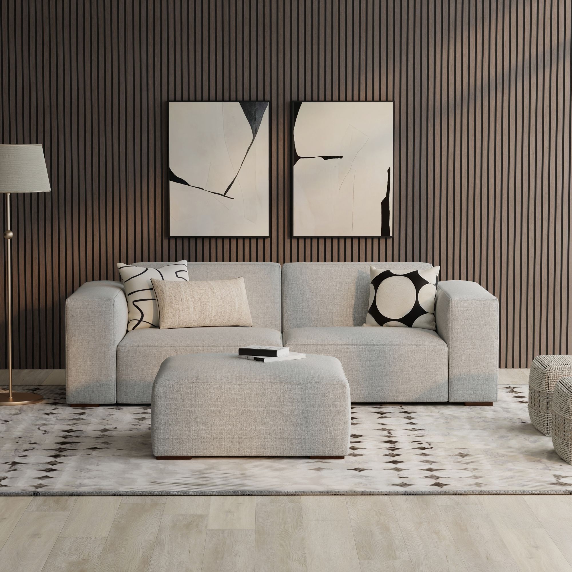 Rex - 2 Seater Sofa And Ottoman - Gray