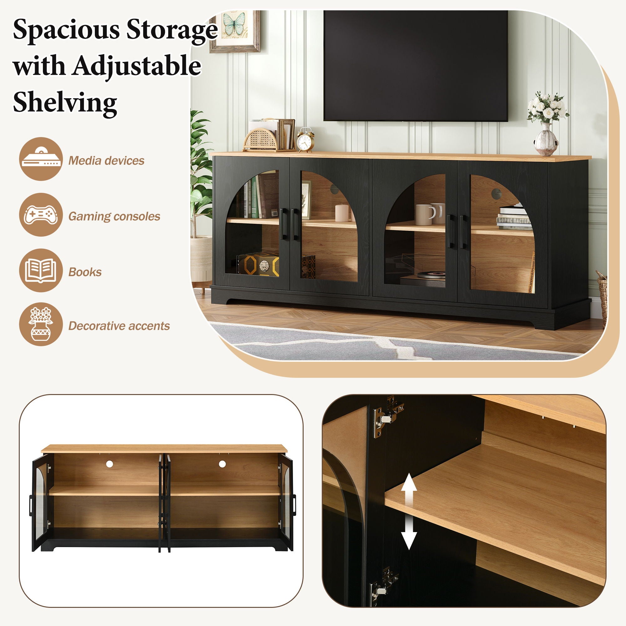 TV Stand With Semi Arched Doors