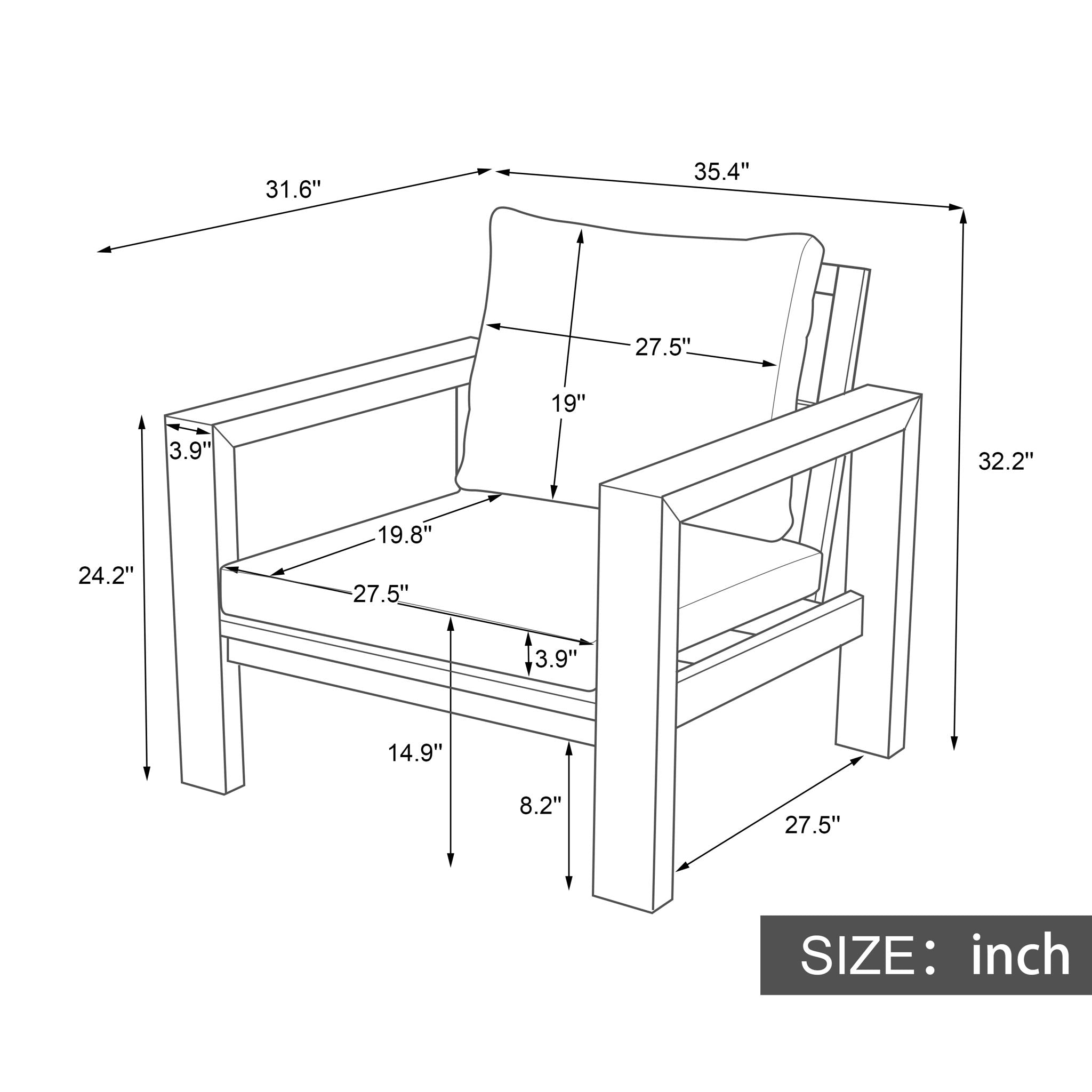 4 Piece Patio Sofa Set
