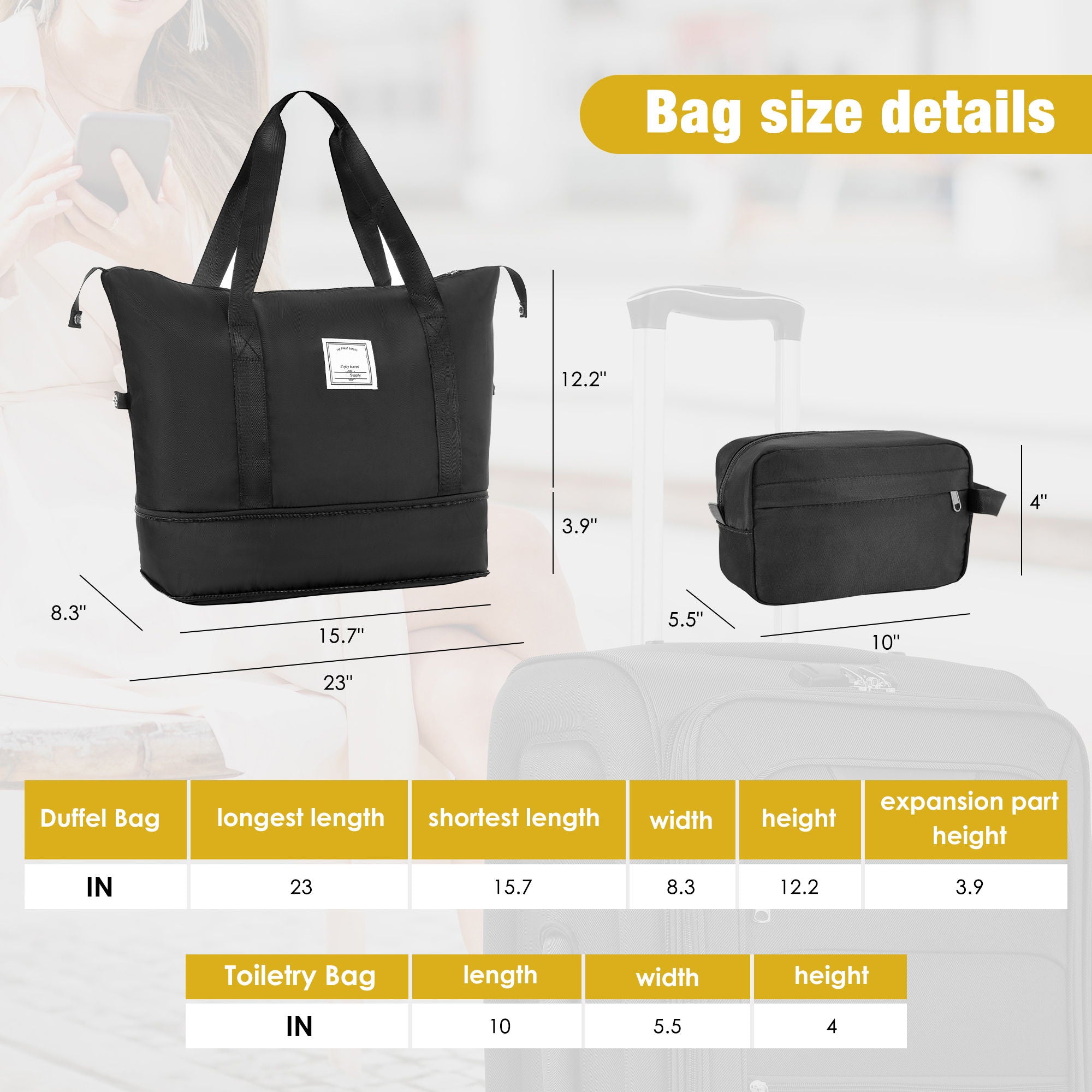 Softside Luggage Expandable Set With Duffel Bag Upright Spinner