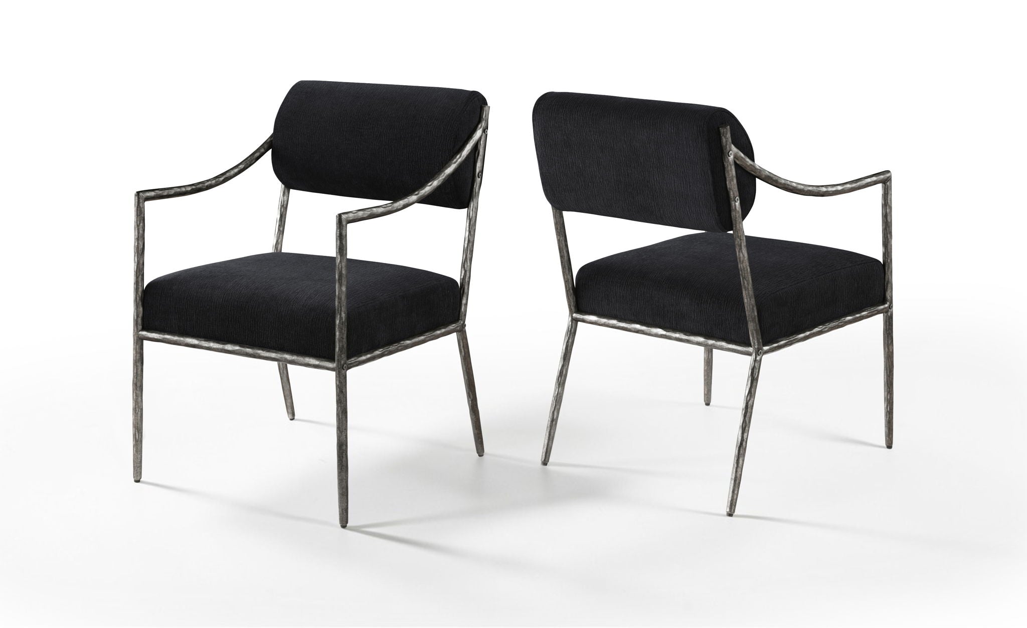 Bastille - Upholstered Dining Arm Chair (Set of 2) - Silver Frame
