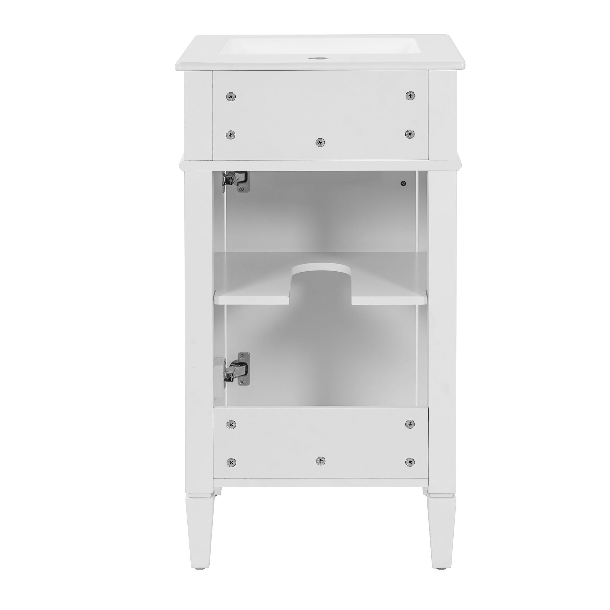 French Style Bathroom Vanity With Sink, Soft-Closing Door, Adjustable Shelf, Rectangular Design