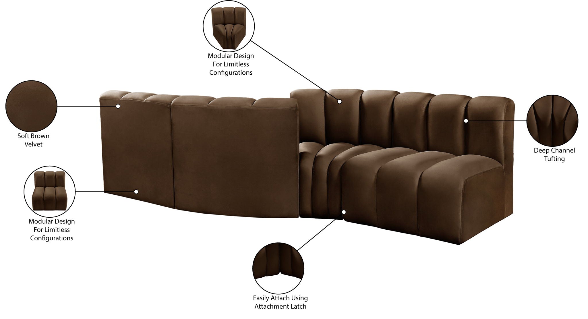 Arc - Velvet 4 Piece Sofa