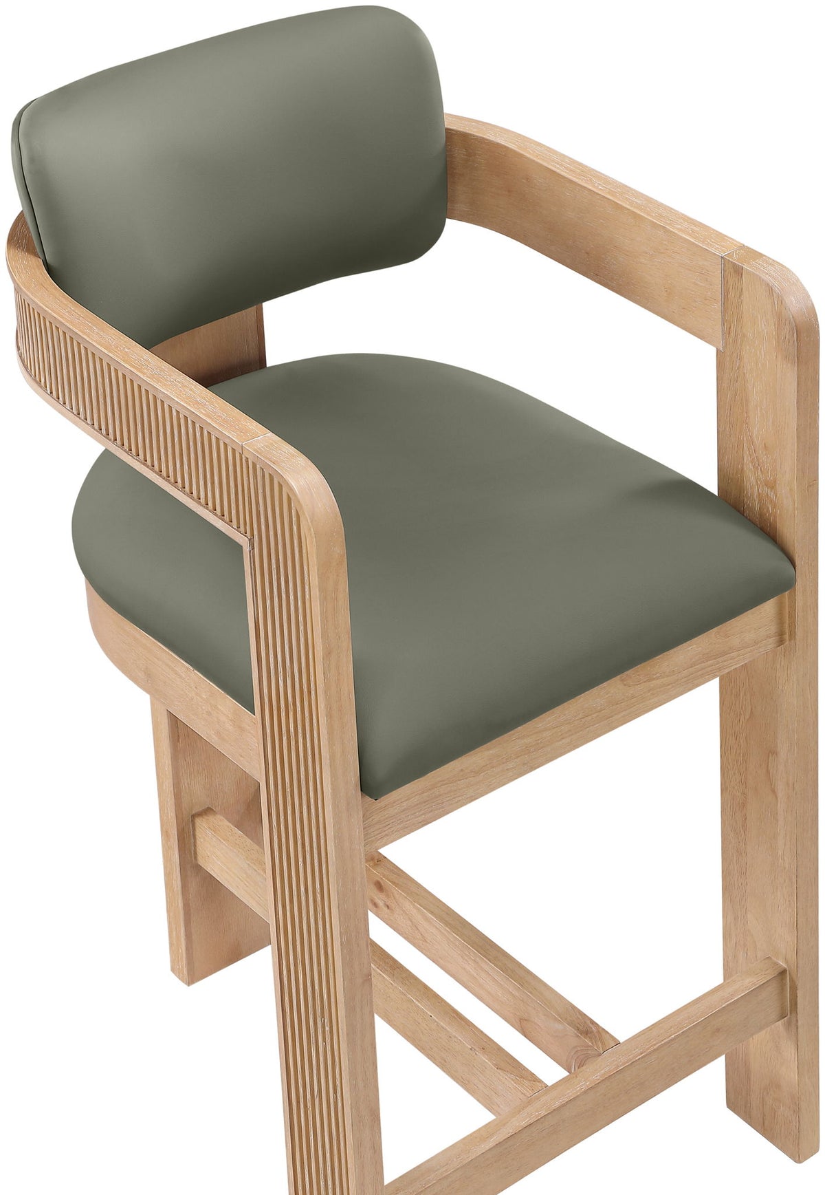 Sacha - Vegan Leather Upholstered Counter Stool With Natural Base