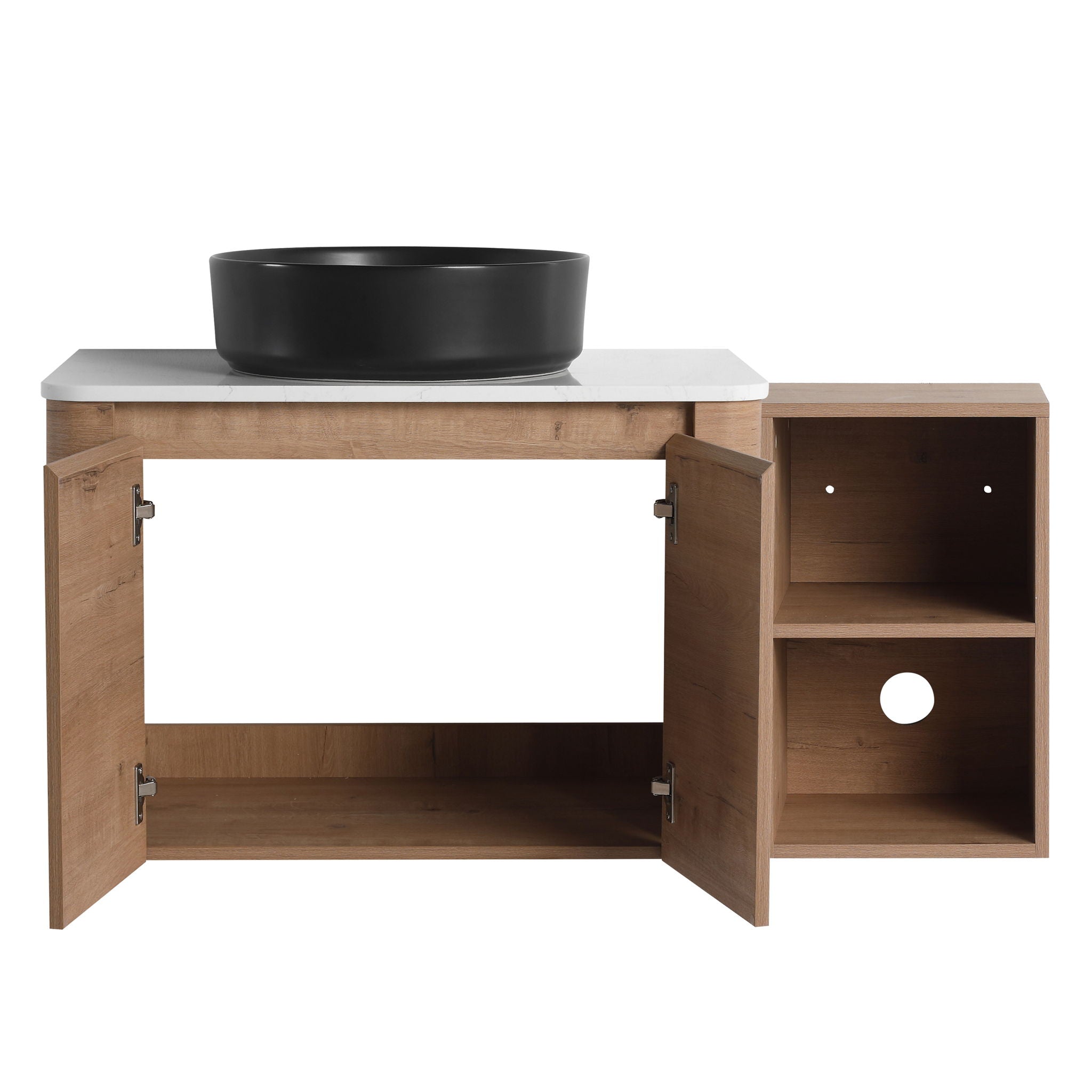 Wall Mounted Bathroom Vanity With Art Sink, 1 Storage Shelf, 2 Soft Close Doors